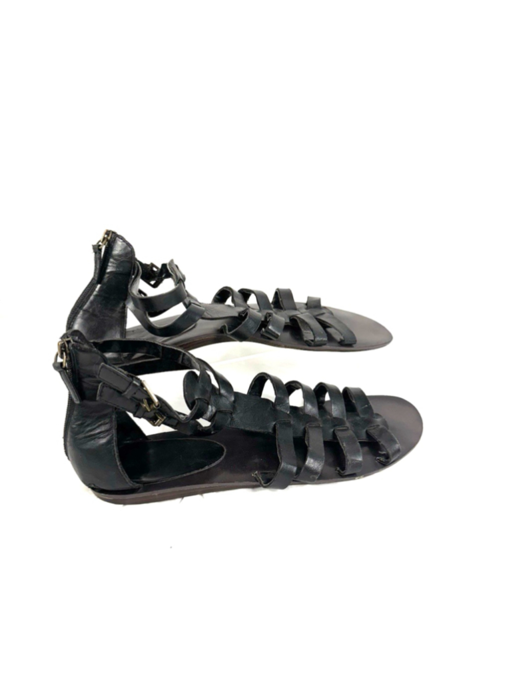 Tesori Black Zip Up Gladiator Sandals Size 10